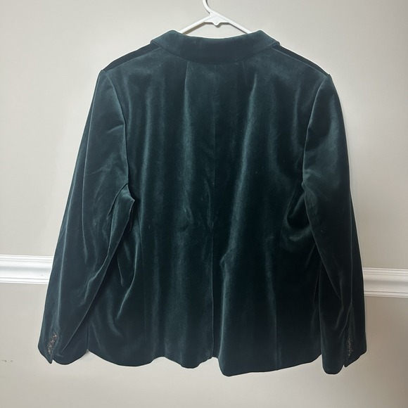 J Crew Womens Parke Blazer Jacket 20 Velvet Velour Dark Forest Green Holiday - Picture 10 of 13